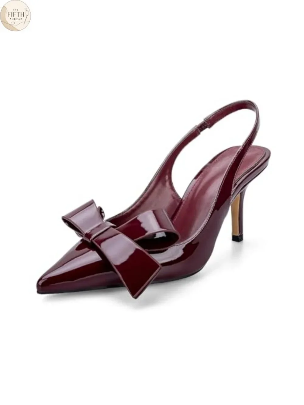 Kitten Heels Slingback Pointed Toe Patent Leather Pumps